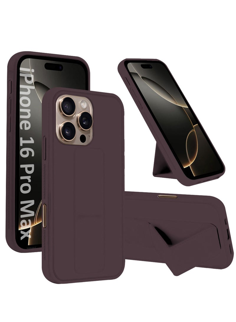 MARGOUN (for Apple iPhone 16 Pro Max) Case Premium PU Leather Back Cover with Stand Function Shockproof and Anti Scratch Case Cover with Finger Grip Merlot-1  - Image 1