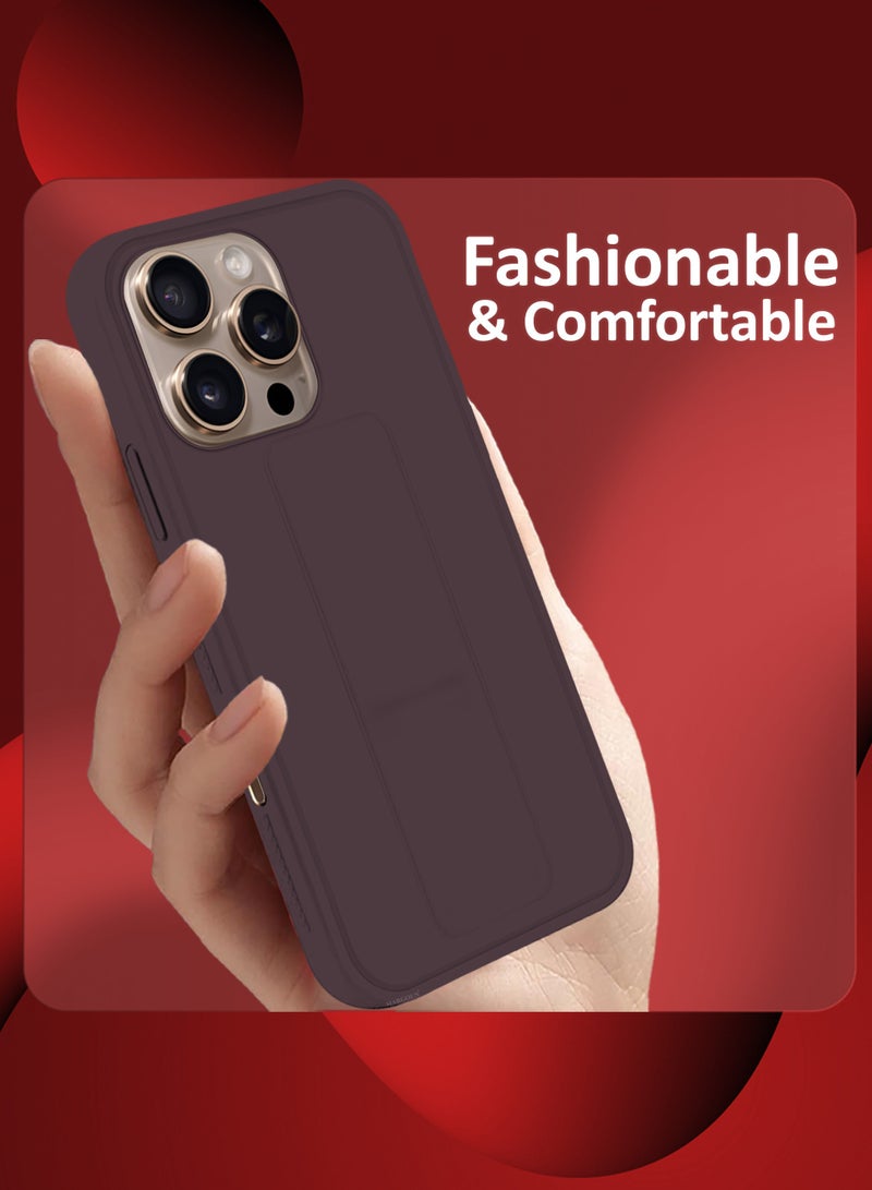 MARGOUN (for Apple iPhone 16 Pro Max) Case Premium PU Leather Back Cover with Stand Function Shockproof and Anti Scratch Case Cover with Finger Grip Merlot-1  - Image 4