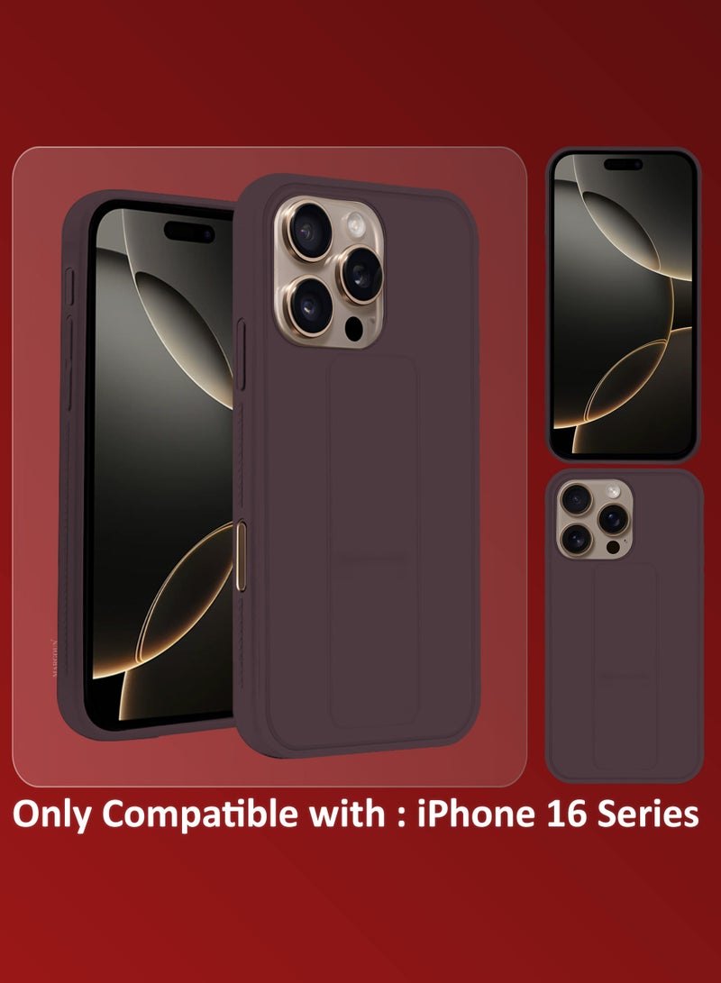 MARGOUN (for Apple iPhone 16 Pro Max) Case Premium PU Leather Back Cover with Stand Function Shockproof and Anti Scratch Case Cover with Finger Grip Merlot-1  - Image 5