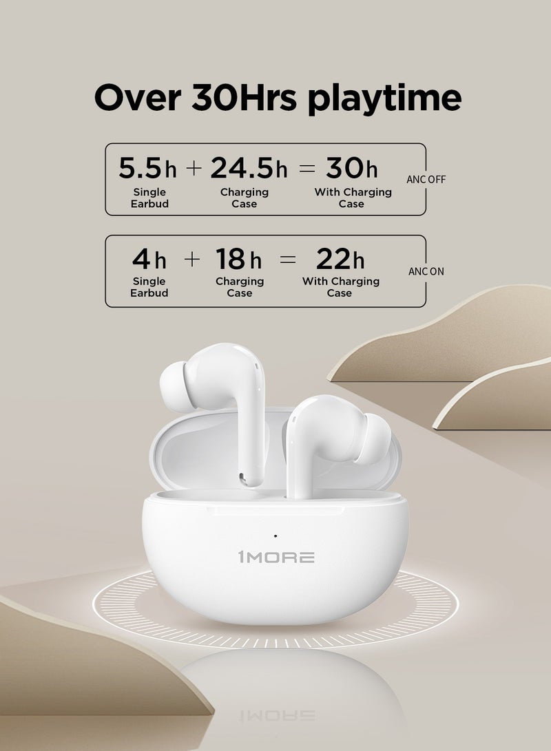 1MORE - True Wireless Earbuds, Bluetooth, 30H Playback, ANC, Low-Latency Gaming Mode, 4 Mic, White - Image 1