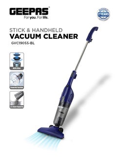 جيباس 2-in-1 Stick & Handheld Vacuum Cleaner with HEPA Filtration, Powerful Suction, Large Dust Capacity, Ideal for Homes, Offices, & Cars 1.2 L 600 W GVC19055-BL Blue  - Image 1