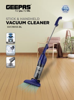 جيباس 2-in-1 Stick & Handheld Vacuum Cleaner with HEPA Filtration, Powerful Suction, Large Dust Capacity, Ideal for Homes, Offices, & Cars 1.2 L 600 W GVC19055-BL Blue  - Image 2