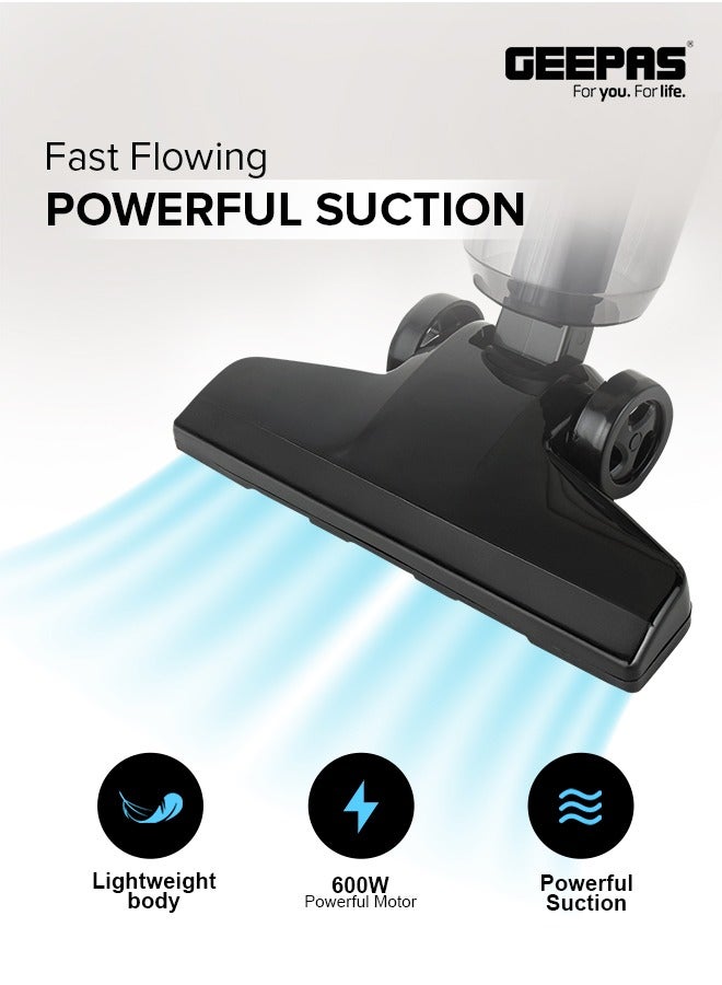 GEEPAS 2-in-1 Stick & Handheld Vacuum Cleaner with HEPA Filtration, Powerful Suction, Large Dust Capacity, Ideal for Homes, Offices, & Cars 1.2 L 600 W GVC19055-BK Black  - Image 3