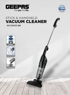 جيباس 2-in-1 Stick & Handheld Vacuum Cleaner with HEPA Filtration, Powerful Suction, Large Dust Capacity, Ideal for Homes, Offices, & Cars 1.2 L 600 W GVC19055-BK Black  - Image 2