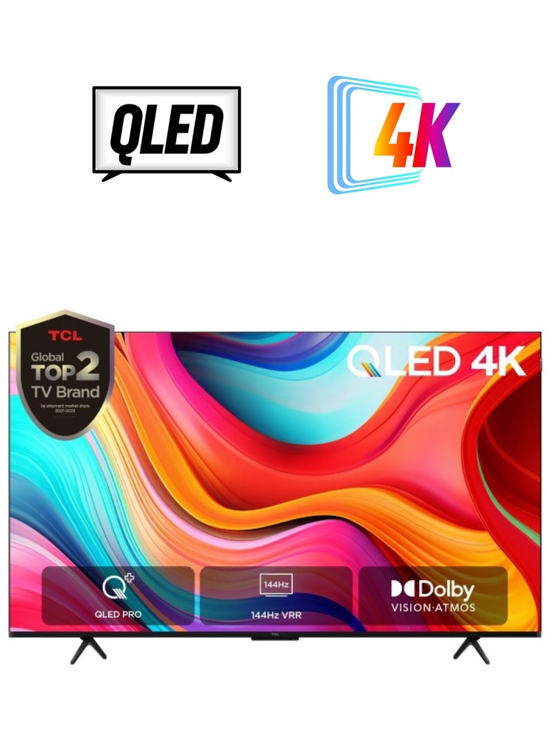 TCL - 75 Inch 4K QLED Google TV 144HZ 75T8B Black - Image 1