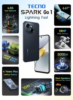 TECNO SPARK Go 1 Startrail Black Dual SIM 3GB RAM 64GB - Middle East Version  - Image 2