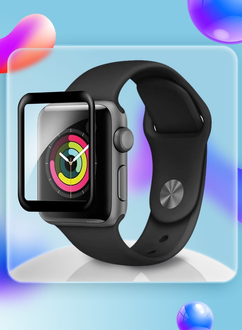 MARGOUN 3Packs Screen Protector for Apple Watch 42mm Series 1 2 3  HD Clear Ultra-Thin Curved Full Coverage Glass (42mm) Clear Side Black-3 - Image 4