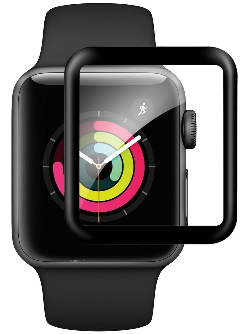 MARGOUN 3Packs Screen Protector for Apple Watch 42mm Series 1 2 3  HD Clear Ultra-Thin Curved Full Coverage Glass (42mm) Clear Side Black-3 - Image 2
