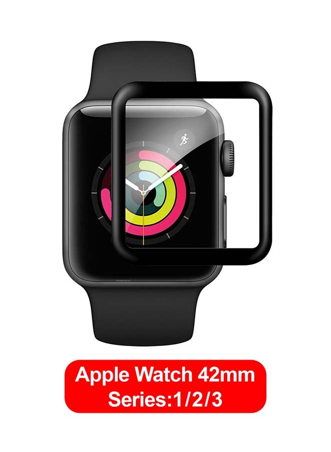 MARGOUN Screen Protector for Apple Watch 42mm Series 1 2 3  HD Clear Ultra-Thin Curved Full Coverage Glass (42mm) Clear Side Black-1 - Image 1