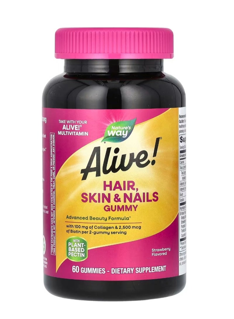 Nature's Way Alive! Hair Skin And Nails Gummies Strawberry 60 Gummies - Image 1