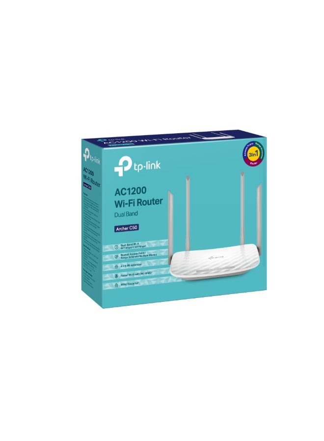TP-LINK AC1200 Wireless Dual Band Router - Archer C50 | White  - Image 5