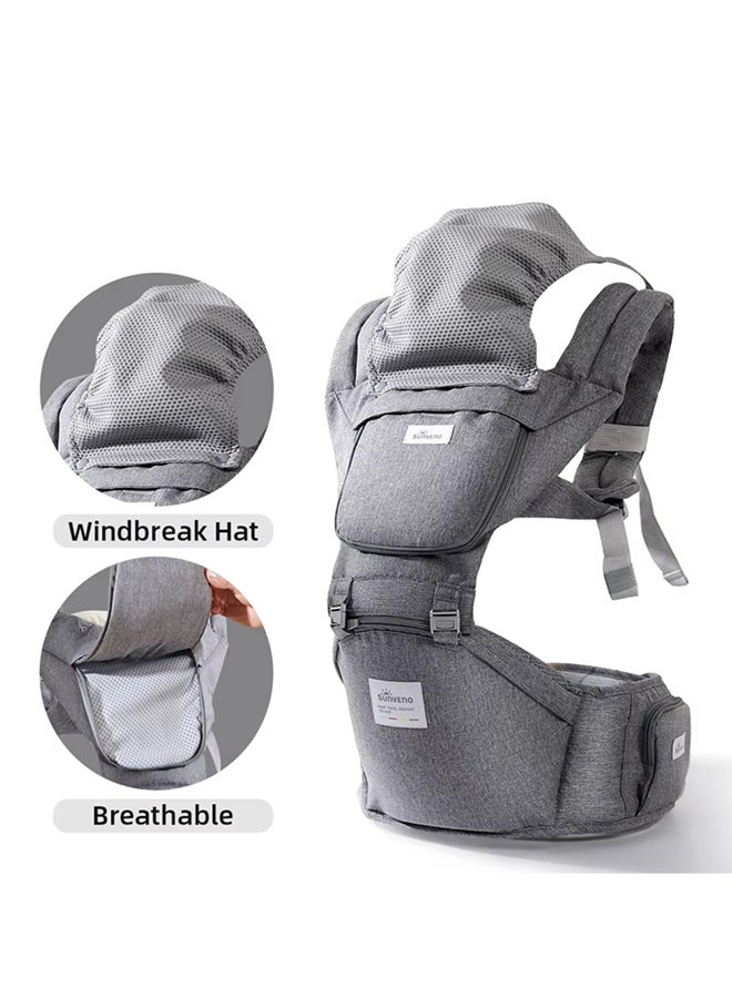 Sunveno Baby Carrier with Infant Hip Seat - Grey  - Image 2