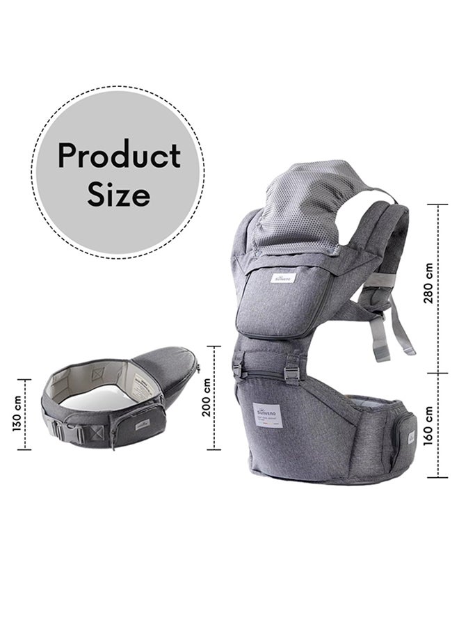 Sunveno Baby Carrier with Infant Hip Seat - Grey  - Image 3