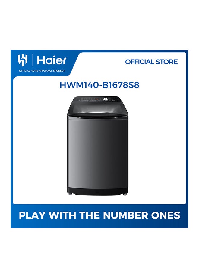 Haier Top Load Washer 14 kg 12 Program DMM Inverter  Rear Control with Knob Dark Silver 14 kg 335 kW HWM140-B1678S8 Dark Silver - Image 1