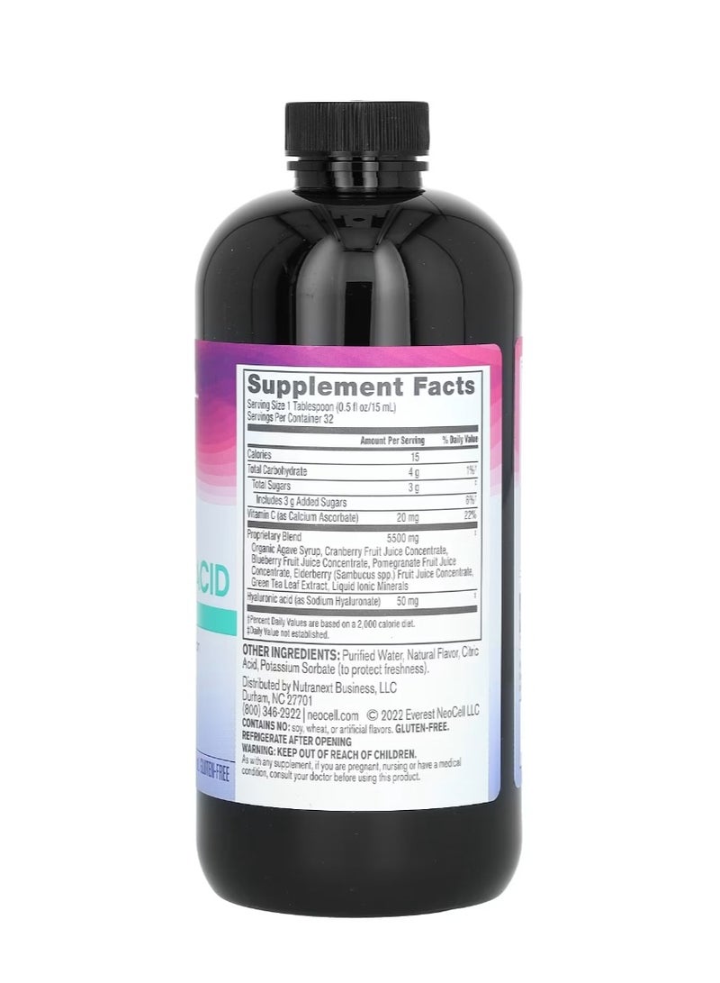 NEOCELL - Hyaluronic Acid With Vitamin C Berry Liquid 16 fl oz 473 ml - Image 1