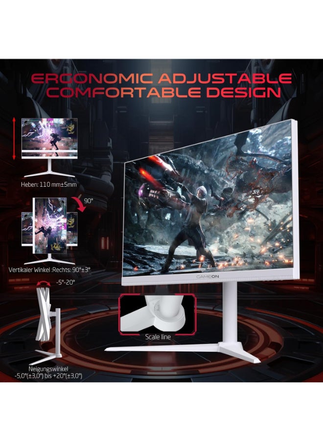 GAMEON 24" Inch Artic Pro-Series Gaming Monitor (1920x1080) FHD,  Fast IPS Panel,190Hz Refresh Rate, MPRT 0.5ms Response Time, 2.1 HDMI with HDR10 Support (Support PS5) - GOA24FHD190IPS | White - Image 5