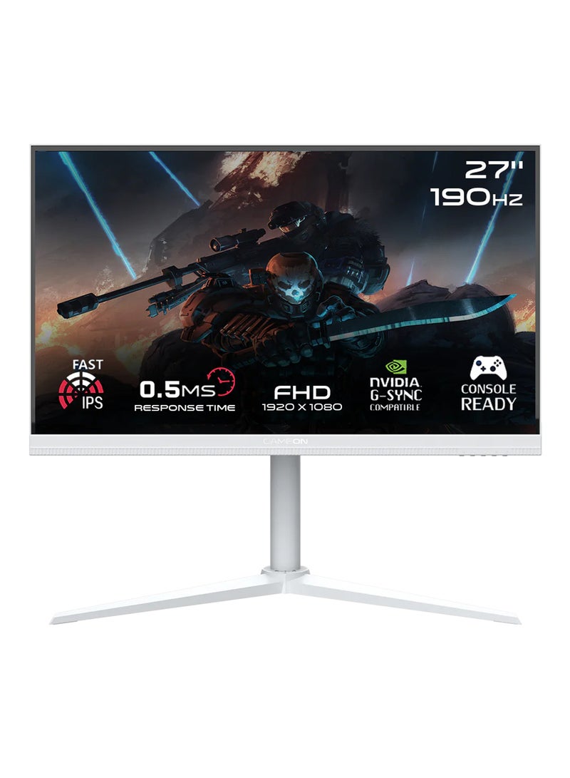 GAMEON 27" Inch Artic Pro-Series Gaming Monitor (1920x1080) FHD, 190Hz Refresh Rate, MPRT 0.5ms Response Time, Fast IPS Panel, G-Sync Free Sync with HDMI 2.1 (Support PS5) GOA27FHD190IPS | White - Image 1