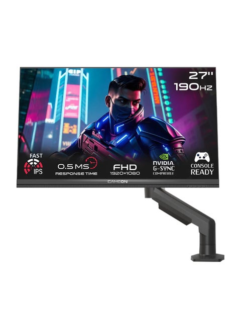 27" Inch Gaming Monitor Midnight Pro X Series (1920x1080) FHD Fast IPS, 190Hz Refresh Rate, MPRT 0.5ms Response Time, 2.1 HDMI (Support PS5) with Stand - GOM27FHD190IPSX | Black