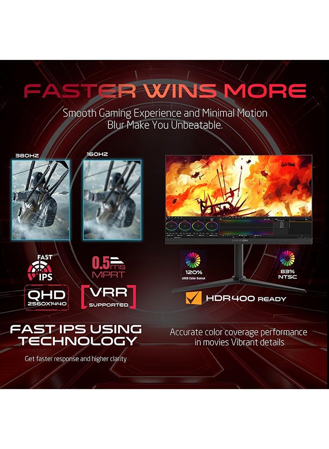 GAMEON 24" Inch Gaming Monitor Midnight Pro Series (1920x1080) FHD Fast IPS Panel, 380Hz Refresh Rate, MPRT 0.5ms Response Time, HDMI 2.1 (Support PS5) GOMP24FHD380IPS | Black - Image 5