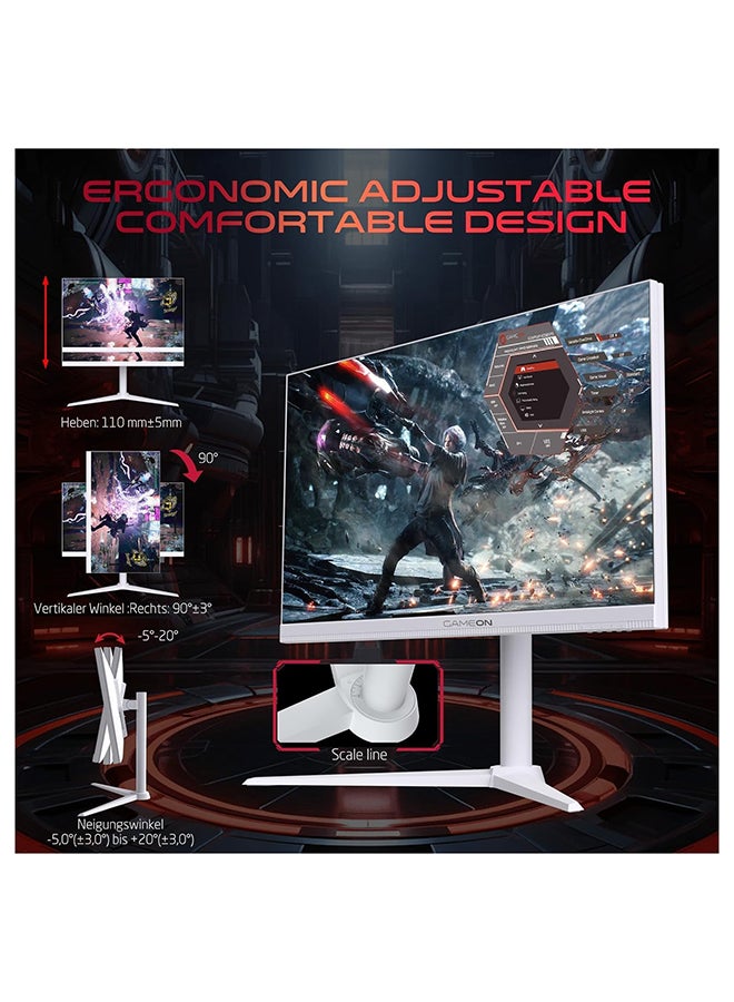 GAMEON 27" Inch Gaming Monitor Artic Pro-Series (1920x1080) FHD Fast IPS, 380Hz Refresh Rate, MPRT 0.5ms Response Time, 2.1 HDMI (Support PS5) GOAP27FHD380IPS | White - Image 5