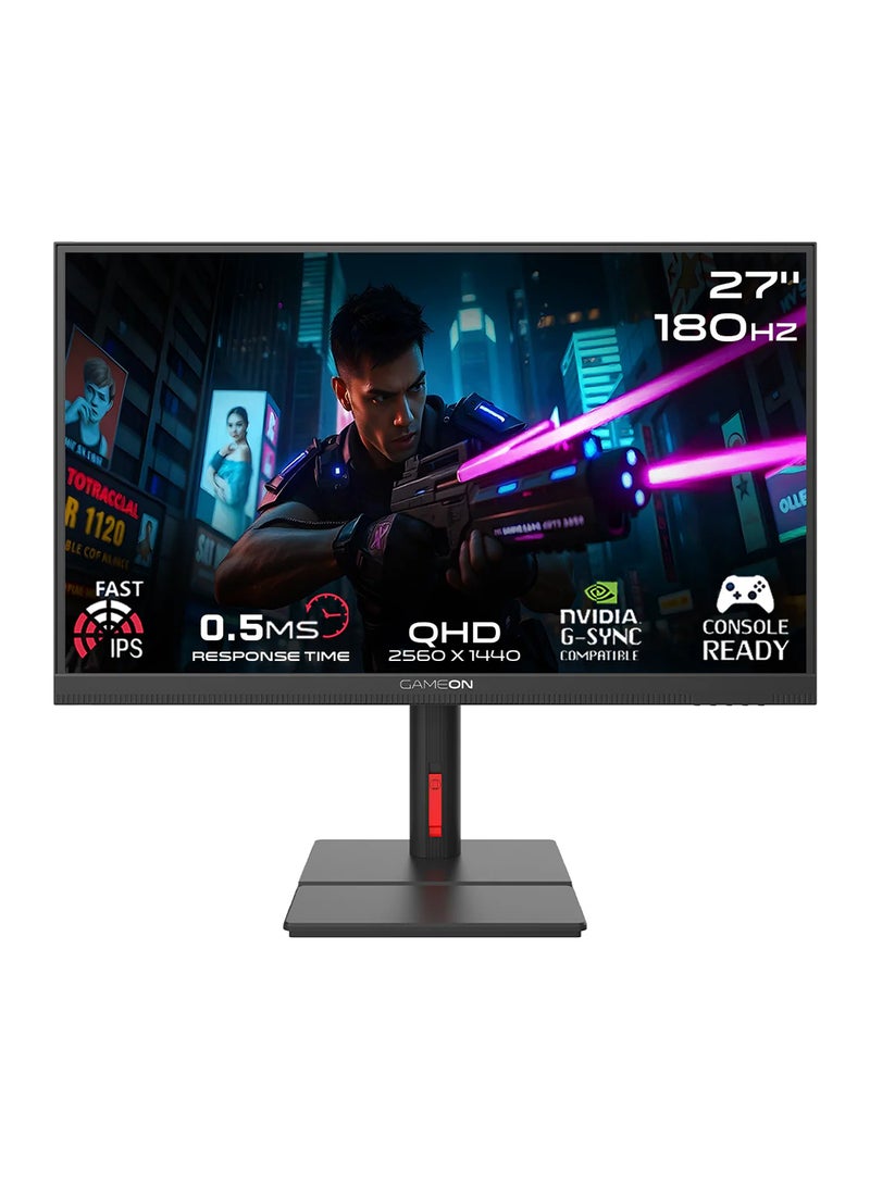 GameOn 27" Inch Mini LED Gaming Monitor Midnight Signature Series (2560x1440) 2K QHD Fast IPS, 180Hz Refresh Rate, MPRT 0.5ms Response Time, 2.1 HDMI (Support PS5) GOML27QHD180IPS | Black  - Image 1