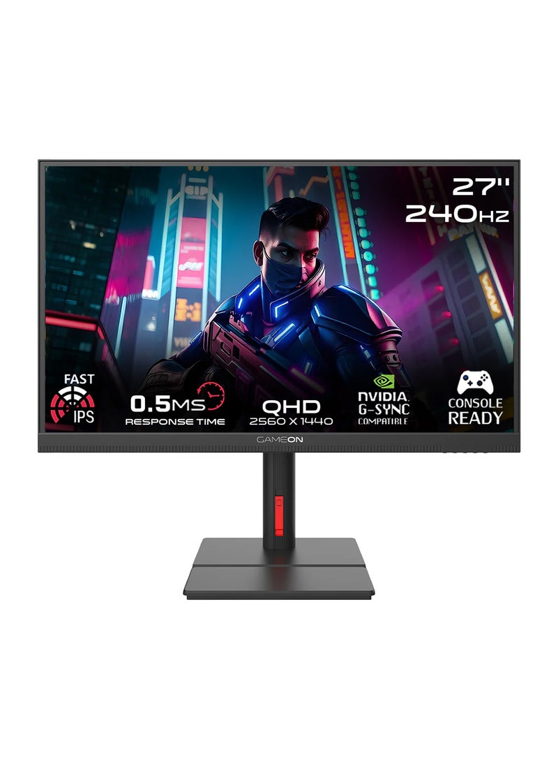 GameOn 27" Inch Mini LED Gaming Monitor Midnight Signature Series (2560x1440) 2K QHD, 240Hz Refresh Rate, MPRT 0.5ms Response Time, HDMI 2.1, Fast IPS (Support PS5) GOML27QHD240IPS | Black  - Image 1