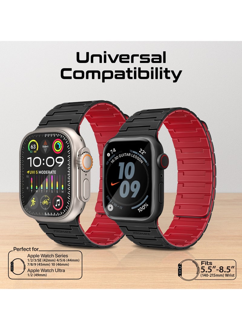 PROMATE Premium Magnetic Silicone Watch Band, Powerful N52+ Magnets, Scratch-Resistant UV-coated silicone, Compatible with All Apple Watch Sizes and Series Including Ultra, MagBand-MS Black  - Image 5