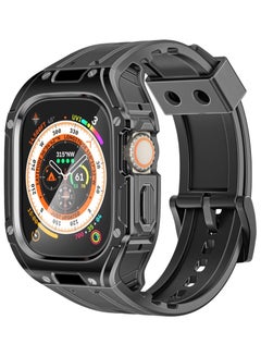 Protective Apple Watch Case and Band with Secure Stainless-Steel Buckle, Lightweight Design, Bold Aesthetic Appeal, Scratch-Resistant TPU, Ergonomic Adjustable Fit, Shock-Resistant Materials, Sweat-Resistant Build,  for Apple Watch Ultra 1&2 Black