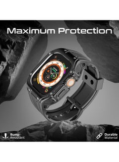 PROMATE Protective Apple Watch Case and Band with Secure Stainless-Steel Buckle, Lightweight Design, Bold Aesthetic Appeal, Scratch-Resistant TPU, Ergonomic Adjustable Fit, Shock-Resistant Materials, Sweat-Resistant Build,  for Apple Watch Ultra 1&2 Black  - Image 2