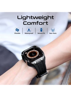 PROMATE Protective Apple Watch Case and Band with Secure Stainless-Steel Buckle, Lightweight Design, Bold Aesthetic Appeal, Scratch-Resistant TPU, Ergonomic Adjustable Fit, Shock-Resistant Materials, Sweat-Resistant Build,  for Apple Watch Ultra 1&2 Black  - Image 5
