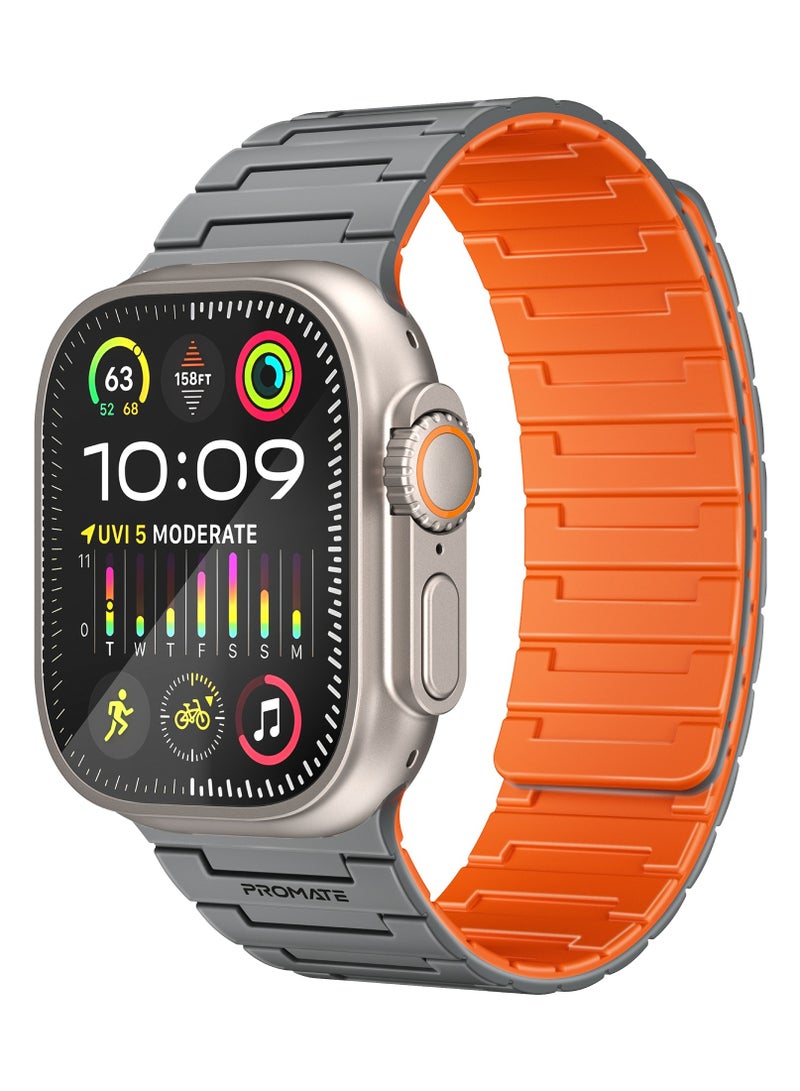 PROMATE Premium Magnetic Silicone Watch Band, Powerful N54+ Magnets, Scratch-Resistant UV-coated silicone, Compatible with All Apple Watch Sizes and Series Including Ultra, MagBand-MS Grey - Image 2
