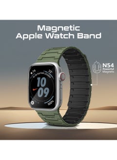 Premium Magnetic Silicone Watch Band, Powerful N52+ Magnets, Scratch-Resistant UV-coated silicone, Compatible with All Apple Watch Sizes and Series Including Ultra, MagBand-MS Green