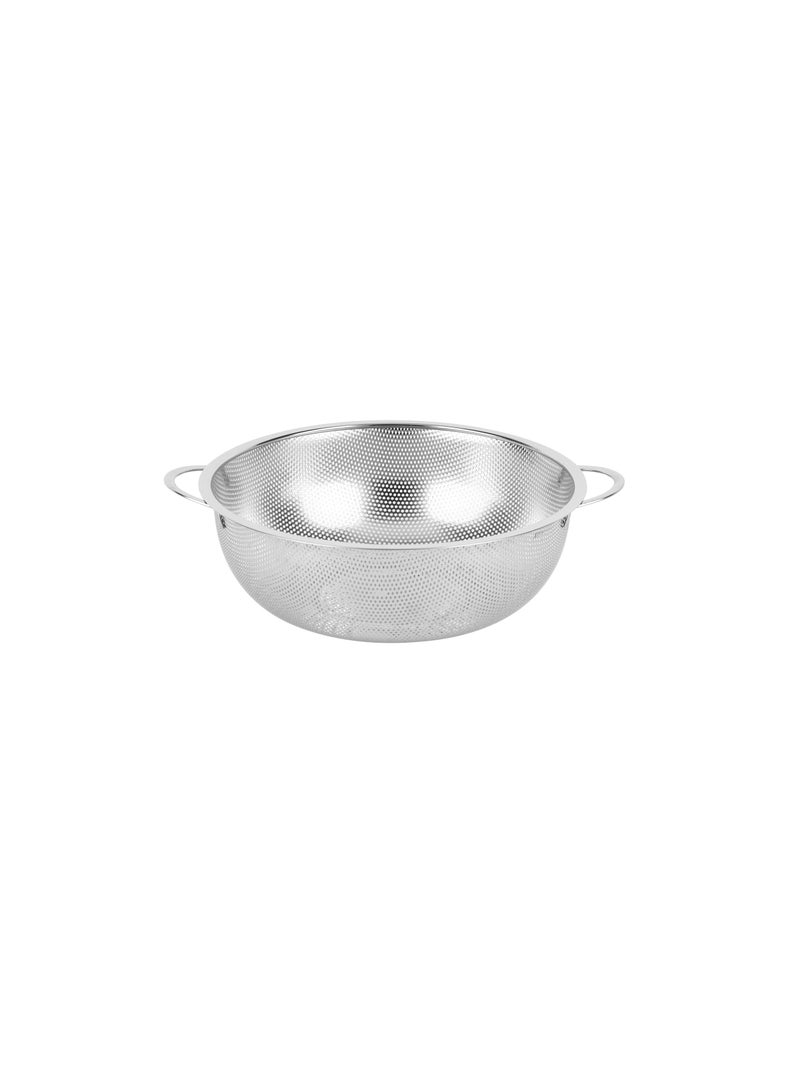Royalford 25.5 cm Multipurpose Stainless Steel Strainer Basket- RF12683/ Colander with Strong Handles, Perfect for Washing Rice, Fruits, Vegetable and Straining Pasta, Rice, Noodles/ Stylish Design with Micro Perforated Holes Silver - Image 3