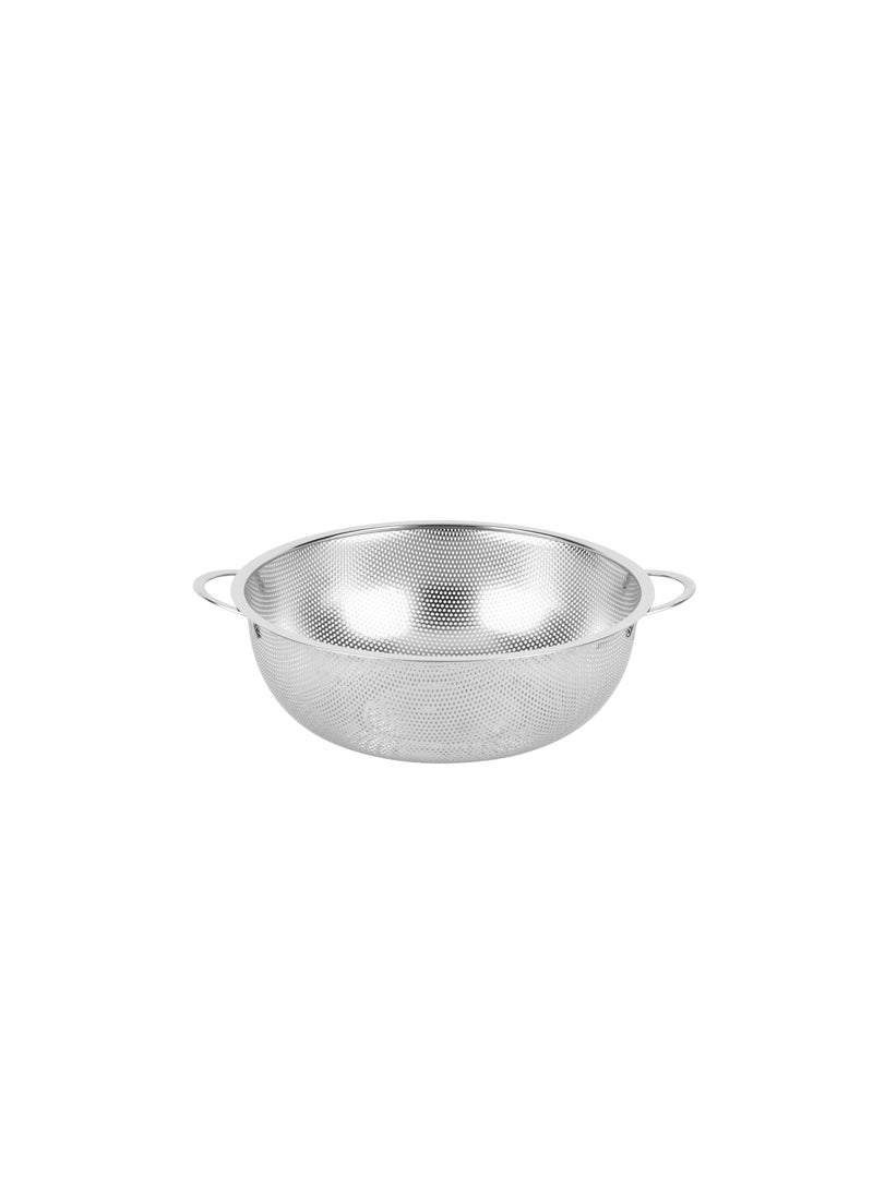 Royalford Royalford 22.5 cm Multipurpose Stainless Steel Strainer Basket- RF12682/ Colander with Strong Handles, Perfect for Washing Rice, Fruits, Vegetable and Straining Pasta, Rice, Noodles/ Stylish Design with Micro Perforated Holes Silver  - Image 3