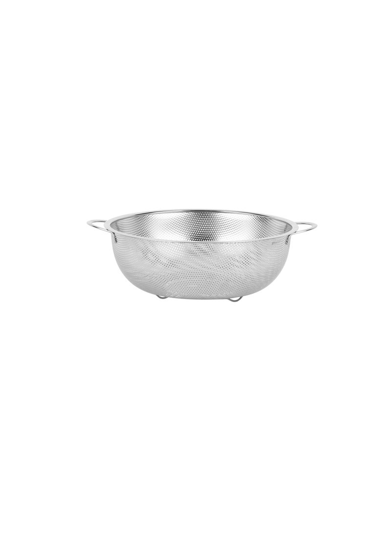Royalford Royalford 22.5 cm Multipurpose Stainless Steel Strainer Basket- RF12682/ Colander with Strong Handles, Perfect for Washing Rice, Fruits, Vegetable and Straining Pasta, Rice, Noodles/ Stylish Design with Micro Perforated Holes Silver  - Image 2