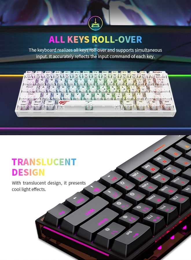 61-Key Gaming Keyboard, Rgb Backlit Computer Keyboard, High-Speed Response, Suitable for Gaming Work
