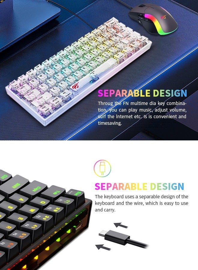 61-Key Gaming Keyboard, Rgb Backlit Computer Keyboard, High-Speed Response, Suitable for Gaming Work