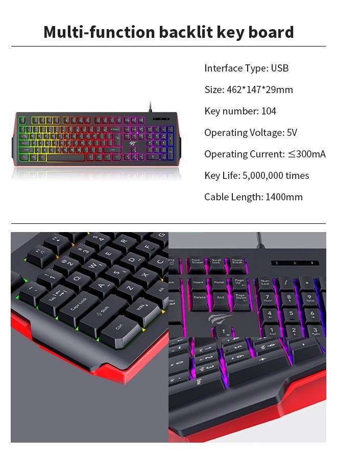 havit - 104-Key Computer Keyboard, Wired RGB Gaming Keyboard, Plug Play, Suitable for Long-Term Gaming, Office, Typing - Image 1