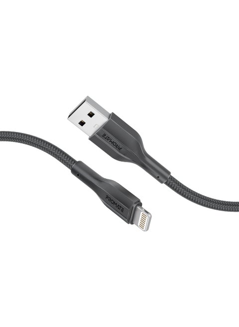 USB-A to Lightning Cable 200cm, High Tensile Strength, Premium Fast Charging & Data Sync, Anti-Tangle Silicone Cord, For Lightning Apple Devices Black