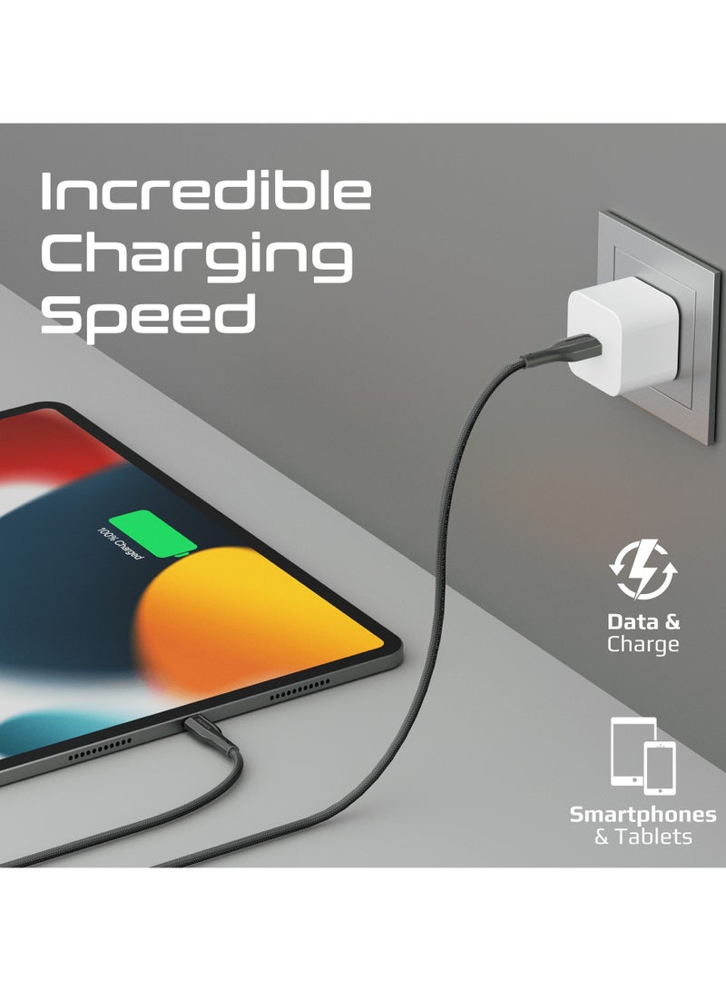 PROMATE - USB-A to Lightning Cable 200cm, High Tensile Strength, Premium Fast Charging & Data Sync, Anti-Tangle Silicone Cord, For Lightning Apple Devices Black - Image 1