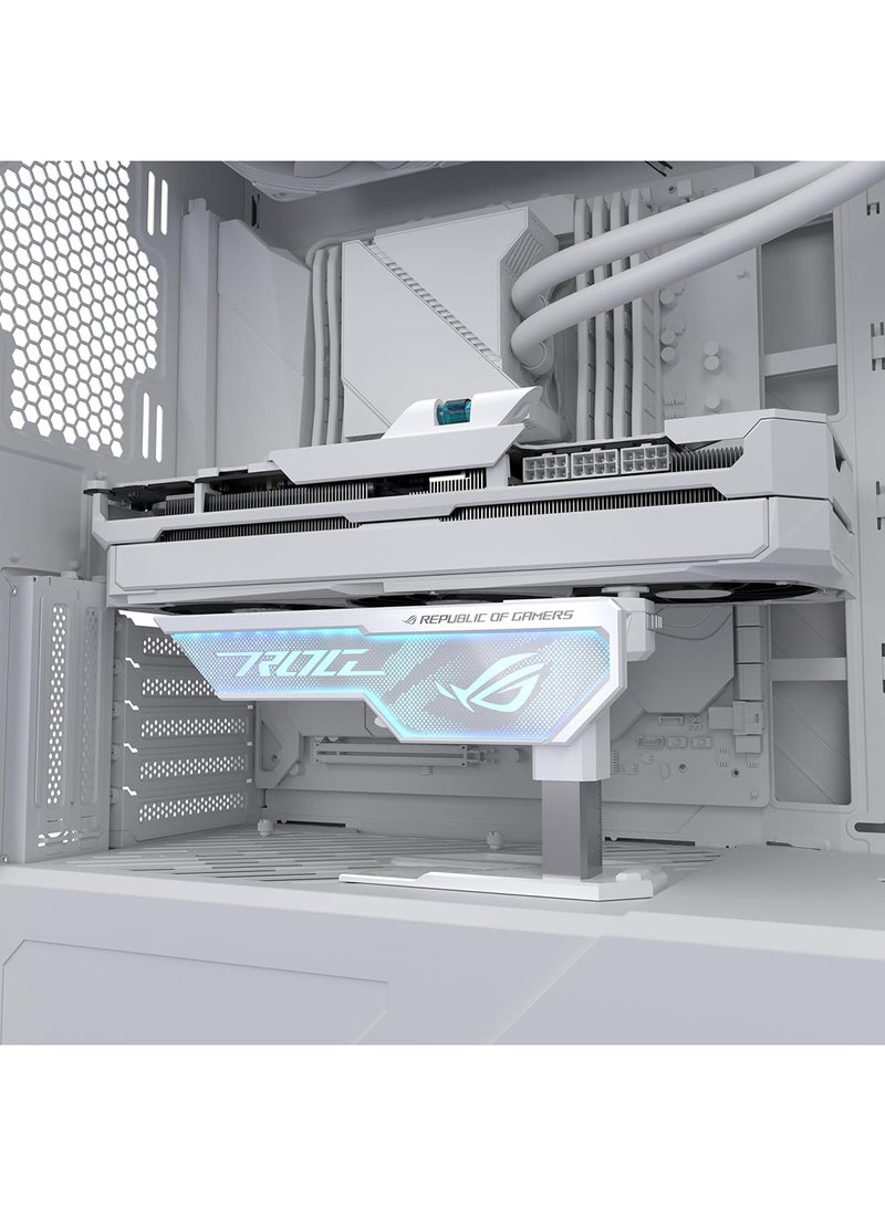 ASUS - ROG Herculx Graphics Card Anti-Sag Holder Bracket (Solid Zinc Alloy Construction, Easy Toolless Installation, Included Spirit Level, Adjustable Height, Wide Compatibility, Aura Sync RGB), 90DA0023-B09000 White - Image 1