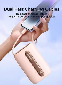 JOYROOM 20000 mAh JR-L012 Plus Colorful Series 22.5W mini Power Bank with Dual Cables 20000mAh Pink  - Image 3