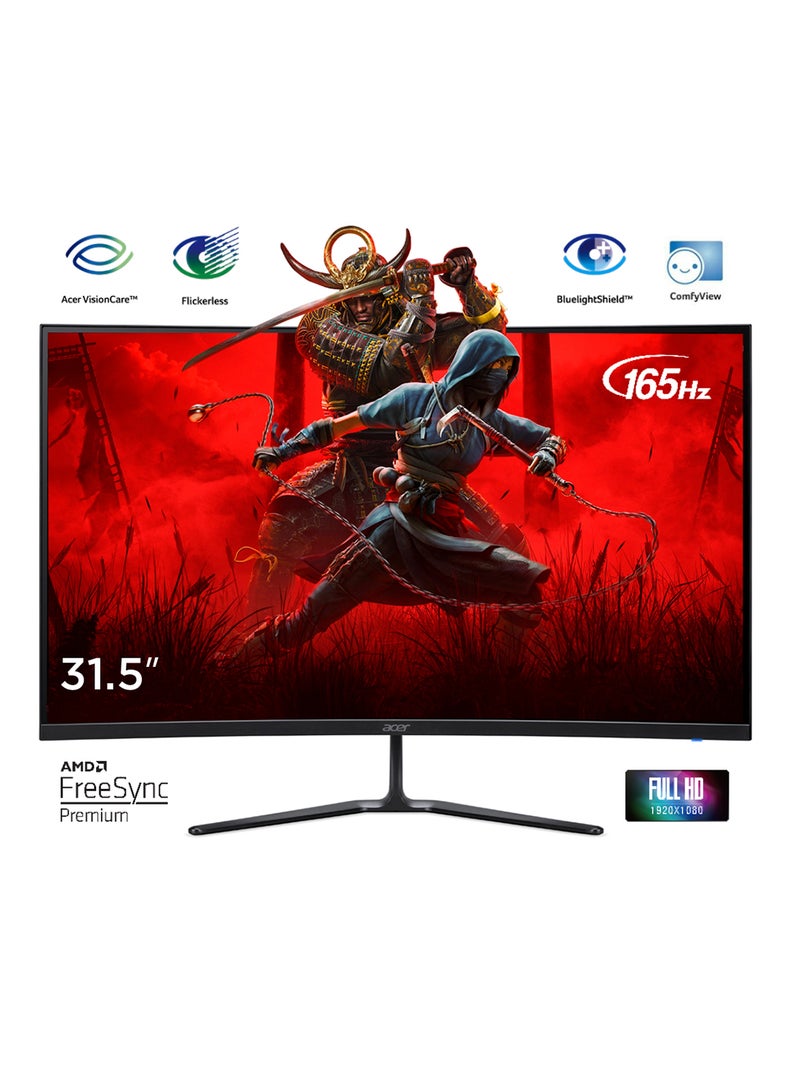 Acer 31.5 inch Gaming Monitor FHD Widescreen 165hz 1ms| 1920 x 1080 Resolution | Zero Frame Design | AMD FreeSync Premium | Acer Nitro ED320QR P Black | 2 Years Manufacturer Warranty Black  - Image 1