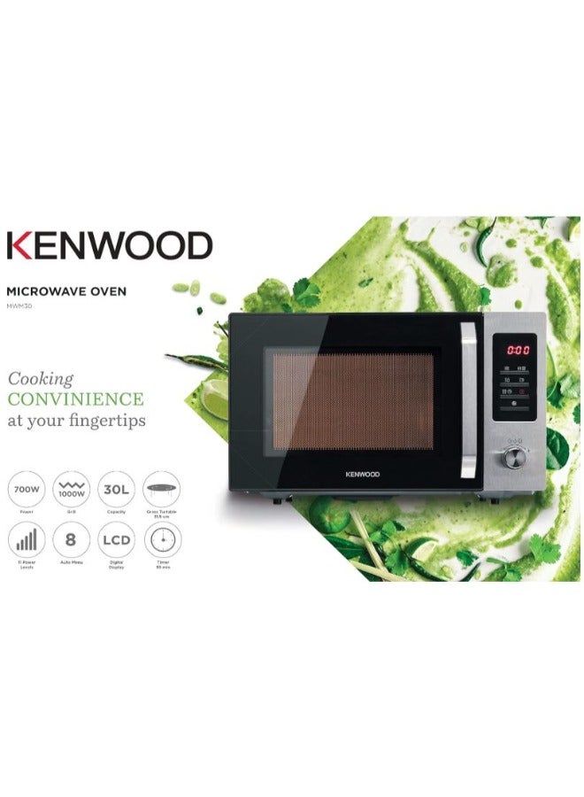 كينوود Digital Microwave With Grill, 30 Liter, 700 Watt, Black Silver - MWM30.000BK 30 L 700 W MWM30.000BK Black x Silver  - Image 3