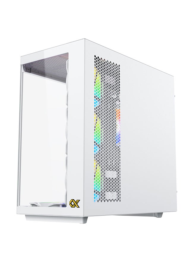 Xigmatek - Cubi II Arctic White EATX Case with 3 Tempered Glass Panels, 6 Z22A Arctic Reverse Fans, 1 Z22A Arctic Fan, ARGB Remote Control, USB 3.0 x2, USB-C, Radiator Support (Top: 280/360mm, MB Panel: 360mm), Fan Support (up to 10 Fans), VGA up to 370mm, CPU Cooler up to 165mm, 7 Expansion Slots, VGA Vertical Installation, Steel Construction, 2.5" x3 SSD & 3.5" x2 HDD Bays, PSU up to 200mm, Premium Cooling & Aesthetics, EN45493 White - Image 1