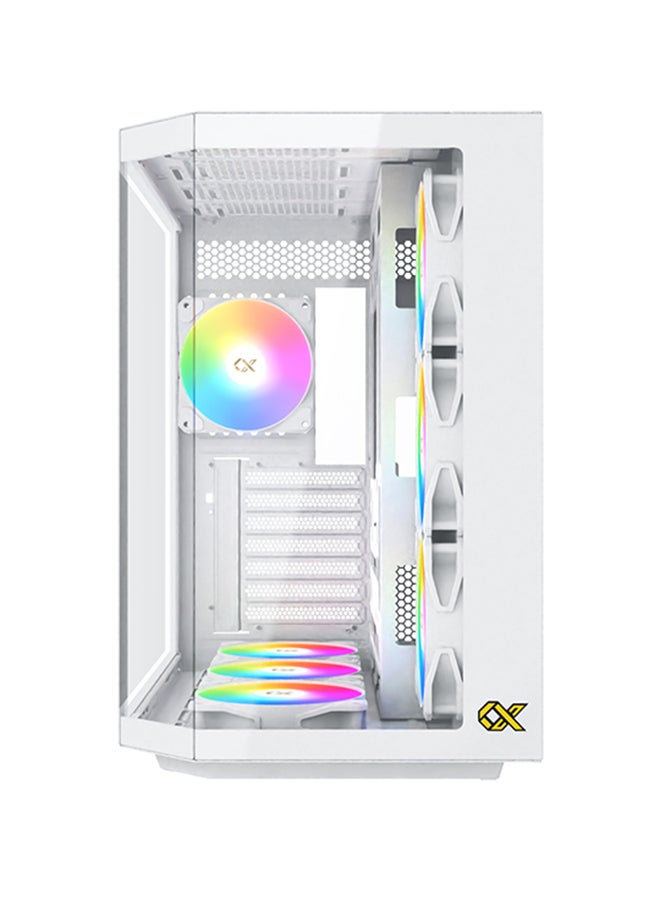 Xigmatek - Cubi II Arctic White EATX Case with 3 Tempered Glass Panels, 6 Z22A Arctic Reverse Fans, 1 Z22A Arctic Fan, ARGB Remote Control, USB 3.0 x2, USB-C, Radiator Support (Top: 280/360mm, MB Panel: 360mm), Fan Support (up to 10 Fans), VGA up to 370mm, CPU Cooler up to 165mm, 7 Expansion Slots, VGA Vertical Installation, Steel Construction, 2.5" x3 SSD & 3.5" x2 HDD Bays, PSU up to 200mm, Premium Cooling & Aesthetics, EN45493 White - Image 1