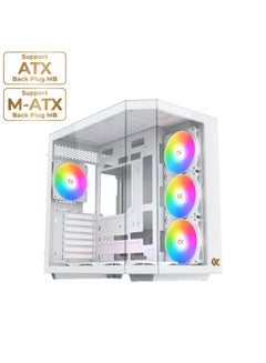 Cubi II Arctic White EATX Case with 3 Tempered Glass Panels, 6 Z22A Arctic Reverse Fans, 1 Z22A Arctic Fan, ARGB Remote Control, USB 3.0 x2, USB-C, Radiator Support (Top: 280/360mm, MB Panel: 360mm), Fan Support (up to 10 Fans), VGA up to 370mm, CPU Cooler up to 165mm, 7 Expansion Slots, VGA Vertical Installation, Steel Construction, 2.5" x3 SSD & 3.5" x2 HDD Bays, PSU up to 200mm, Premium Cooling & Aesthetics, EN45493 White
