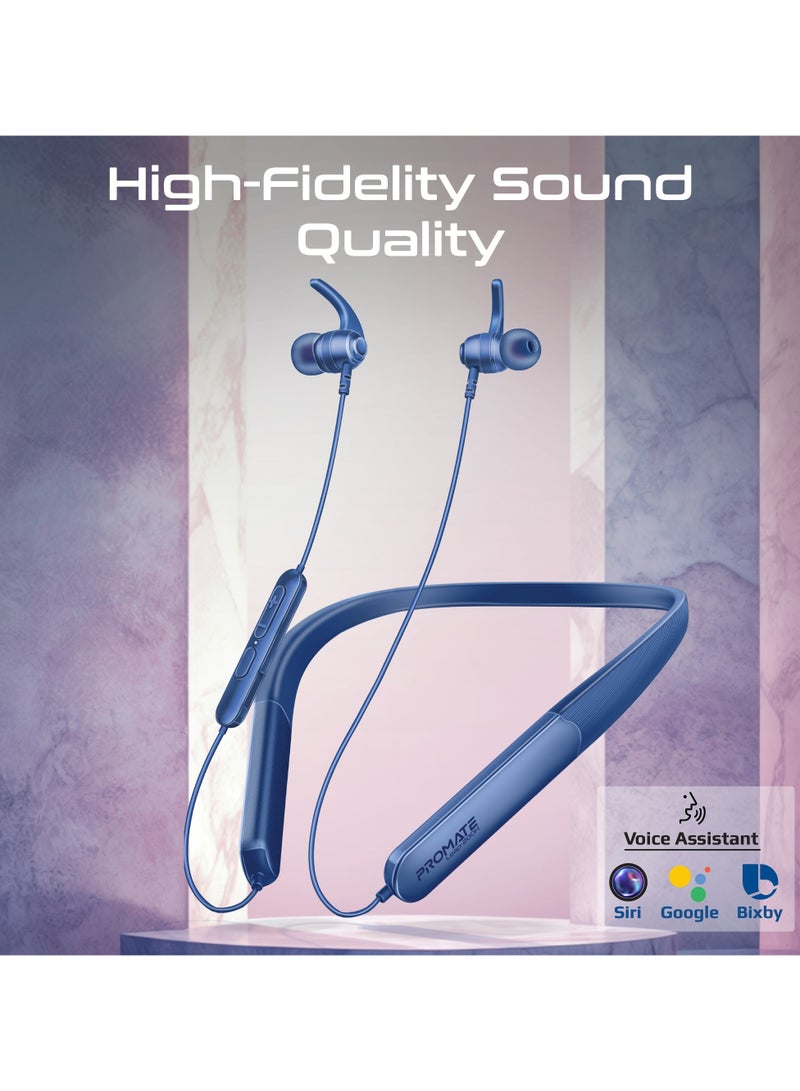 بروميت - High-Fidelity Wireless Neckband Earphones with 200-hour Playtime, ENC Call Noise Cancellation, Multi-Point Connection with Two Devices, Bluetooth V5.4, Omni-Directional Mic, In-Line Controls, Crystal-Clear Call Quality, IPX5 Water- Resistance Blue - Image 1