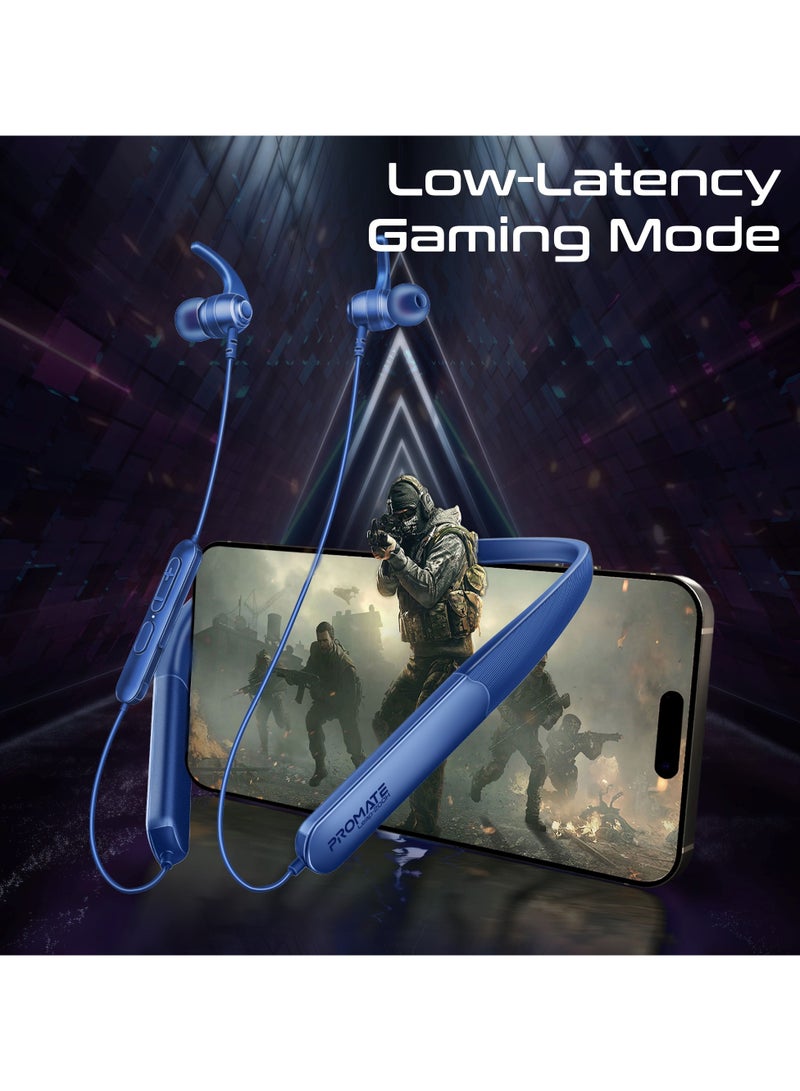 بروميت - High-Fidelity Wireless Neckband Earphones with 200-hour Playtime, ENC Call Noise Cancellation, Multi-Point Connection with Two Devices, Bluetooth V5.4, Omni-Directional Mic, In-Line Controls, Crystal-Clear Call Quality, IPX5 Water- Resistance Blue - Image 1