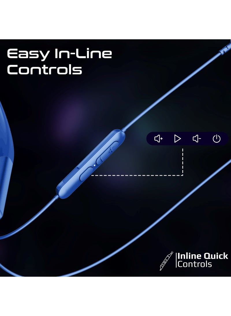 بروميت - High-Fidelity Wireless Neckband Earphones with 200-hour Playtime, ENC Call Noise Cancellation, Multi-Point Connection with Two Devices, Bluetooth V5.4, Omni-Directional Mic, In-Line Controls, Crystal-Clear Call Quality, IPX5 Water- Resistance Blue - Image 1